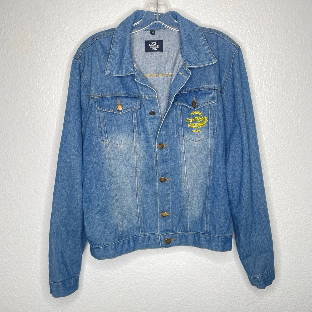 Hard Rock Hotel Casino Tampa Denim Jacket Mens Medium Blue Trucker Light Wash